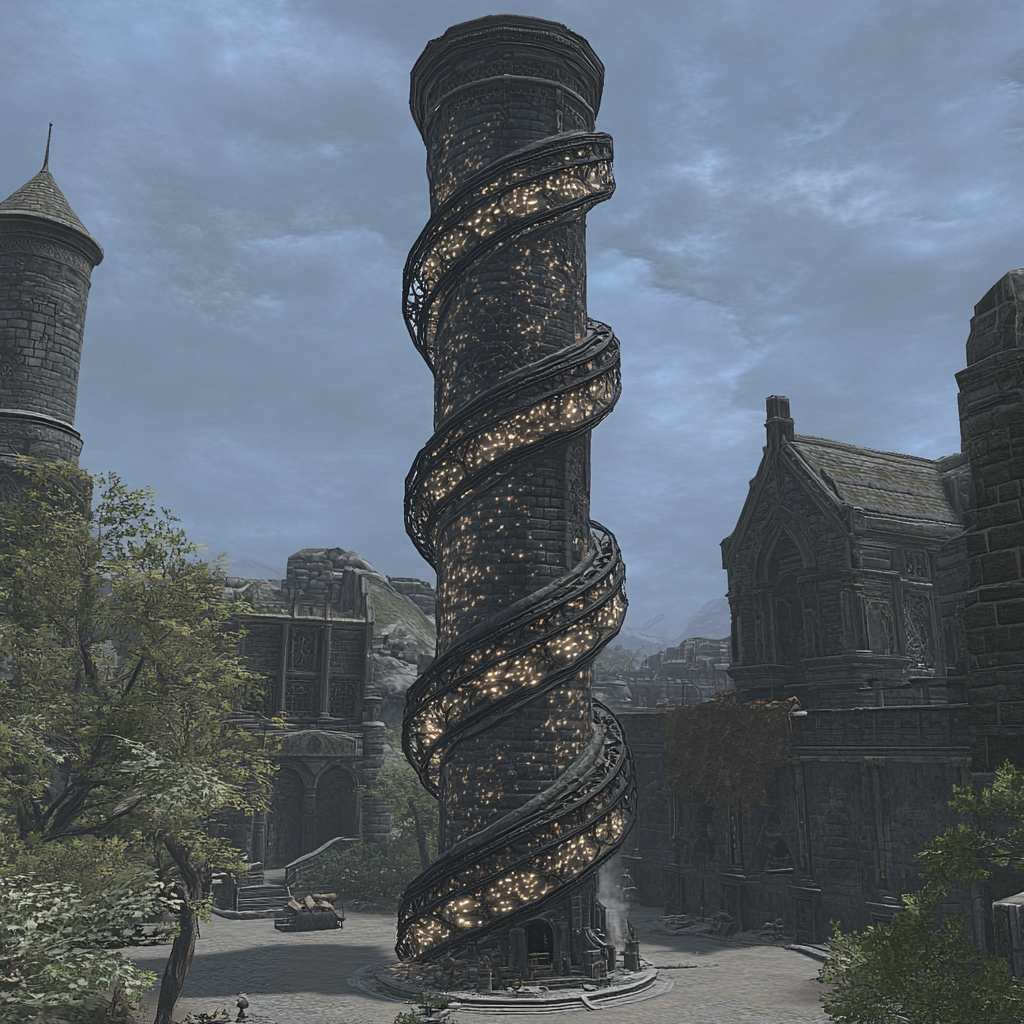 The Mysterious Tower in a Fantasy City