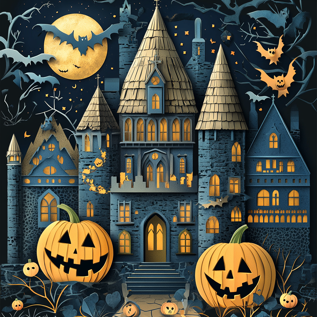 The Owlery on Halloween Night in Gold Foil