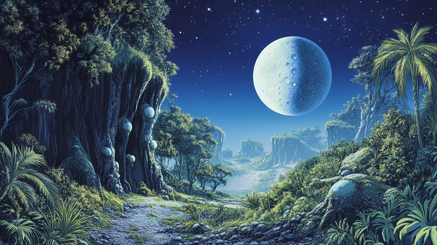 The Phantasmal Landscape under Blue Moonlight