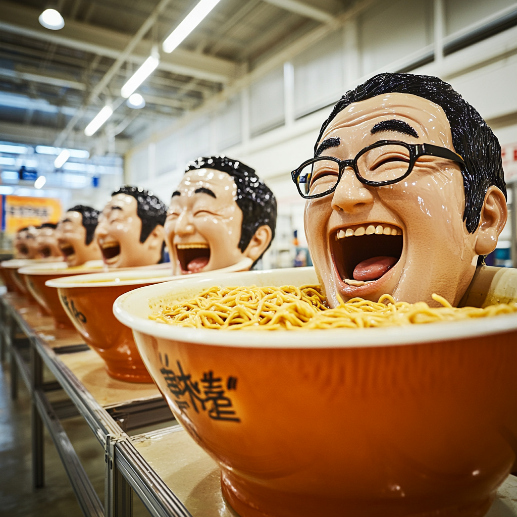 The Playful Ramen Factory with Laughing Men