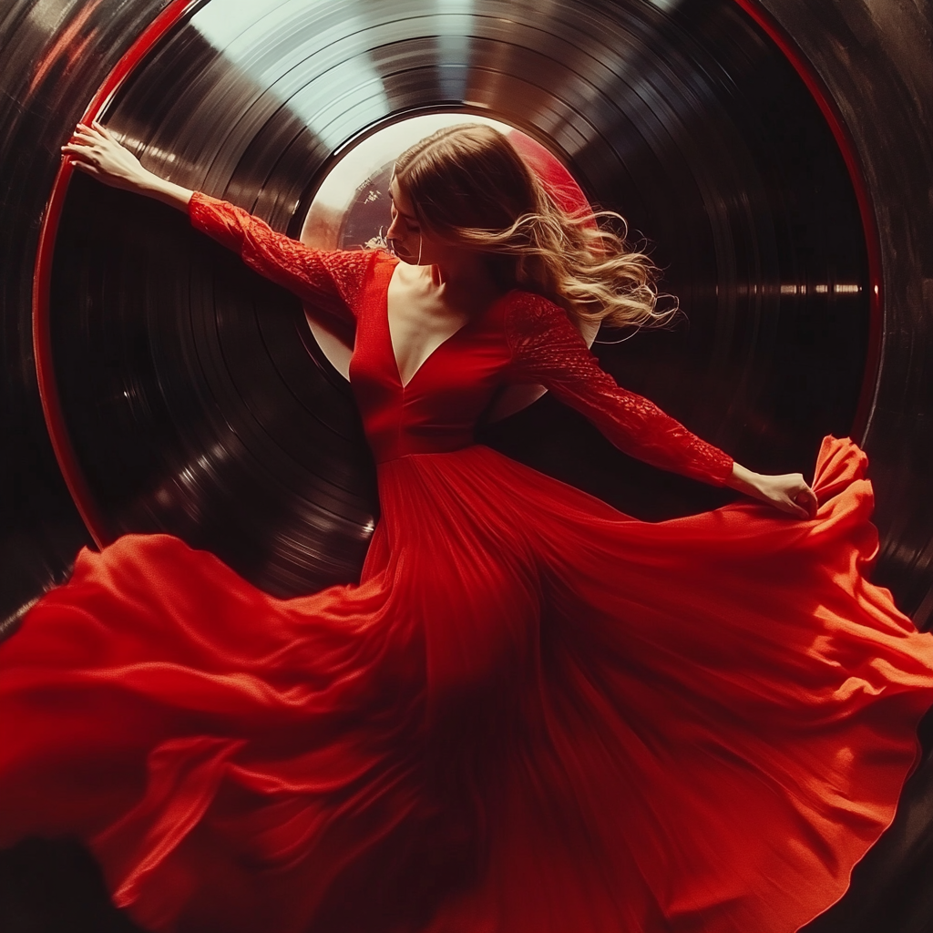 The Red Dancing Woman on Vinyl Record