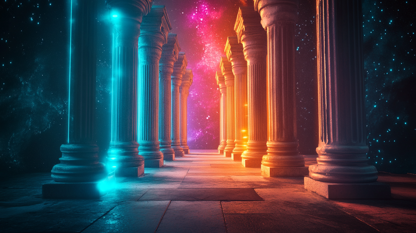 The SMART model: glowing pillars for success.