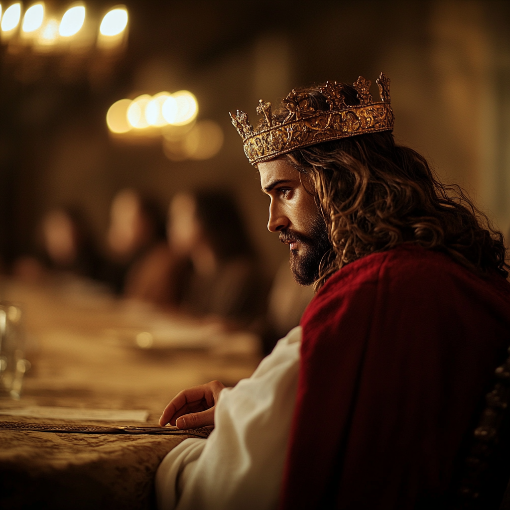 The Sad King Jesus at Empty Table.