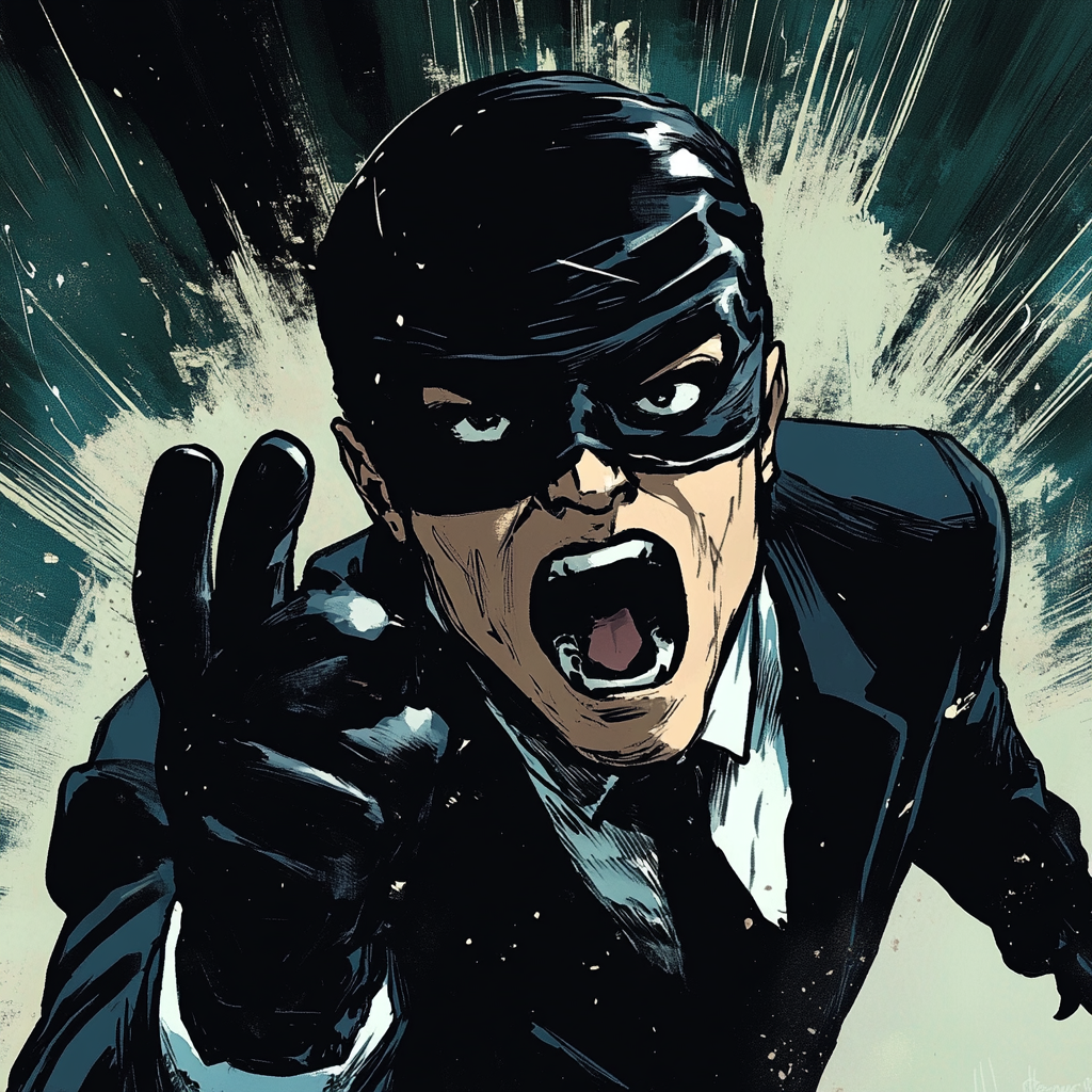 The Screaming Man in Black Comic Style