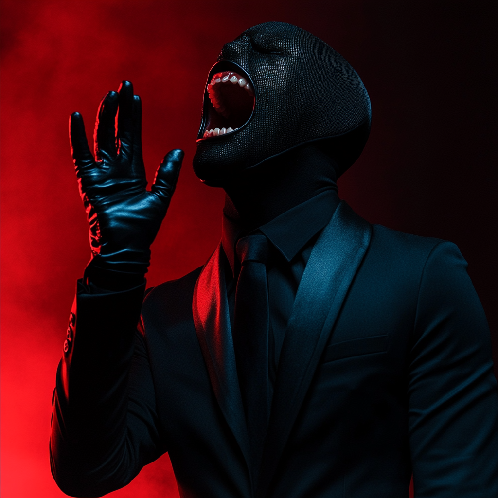 The Screaming Man in Black Suit Mask