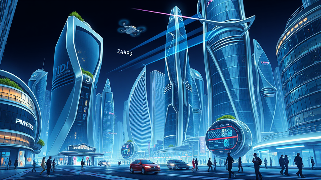 The Shimmering Futuristic City with Flying Cars