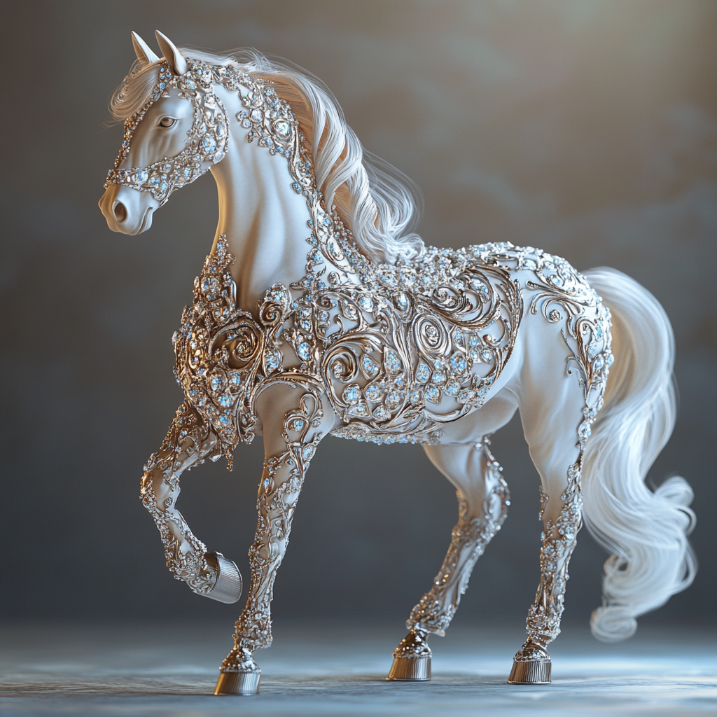 The Shiny Silver Horse with Diamonds