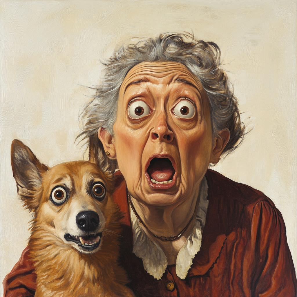 The Shocked Victorian Mother Hubbard and Dog Tableau