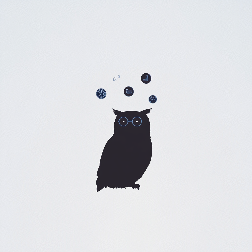 The Smart Owl with Glowing Circuits and Glasses