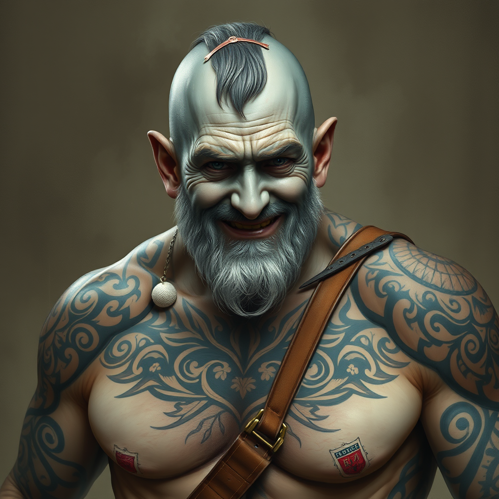 The Smiling, Tattooed, Elderly Goliath Blacksmith