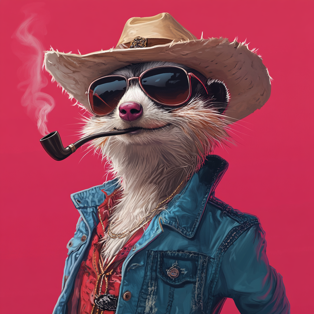 The Smiling Meerkat Cowboy in Denim Jacket