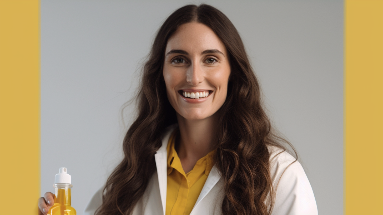 The Smiling Woman Demonstrating Face Cream On Camera