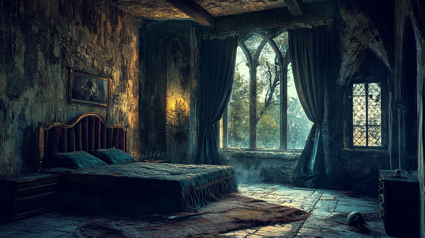 The Spooky Medieval Castle Master Bedroom at Midnight