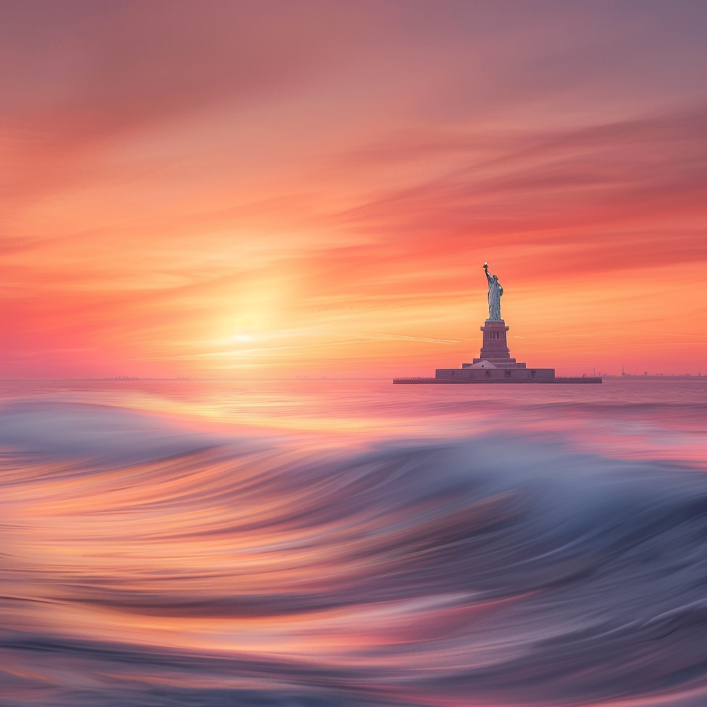 The Statue of Liberty at Sunset