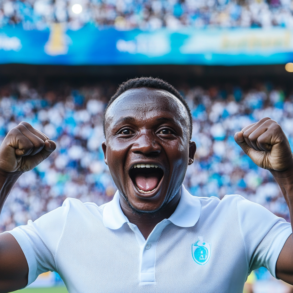 The Tanzanian Man Celebrates Victory in Stadium