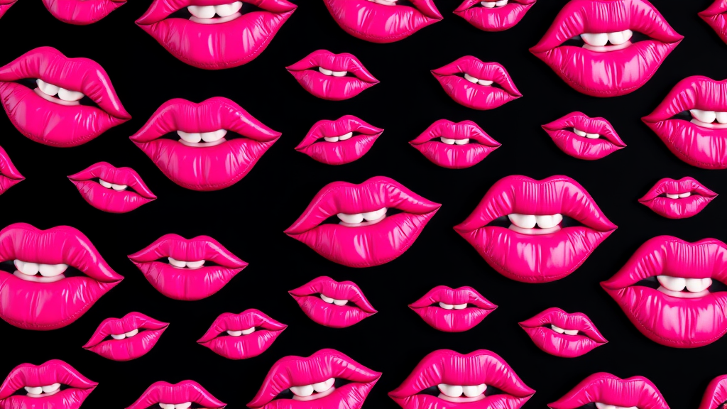 The Three-Dimensional Fuchsia Lips on Black Background