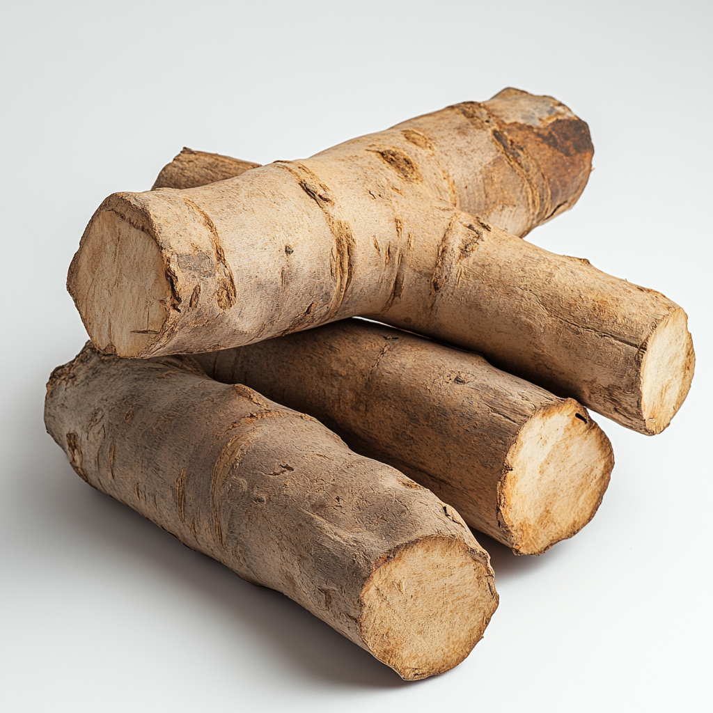 The Three Stacked Tree Roots on White Background