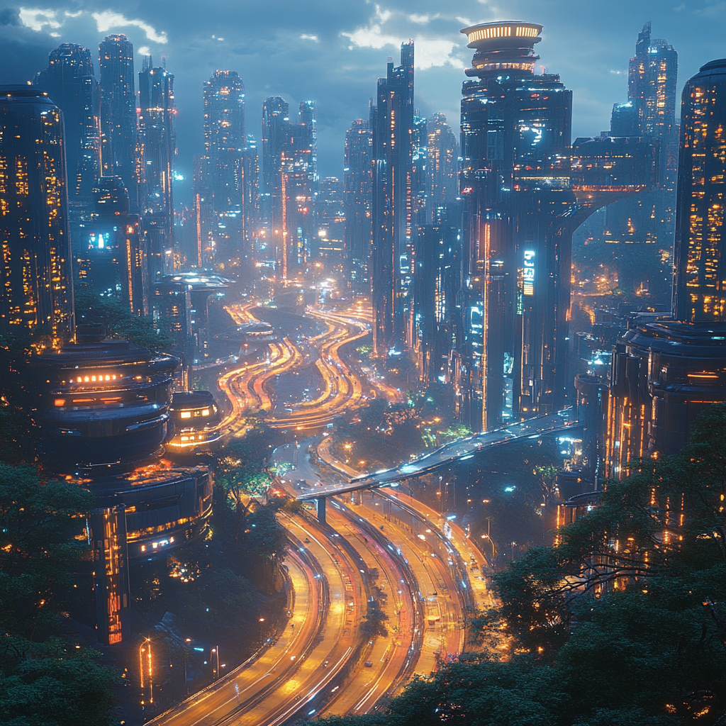 The Vibrant, Advanced Futuristic Cityscape