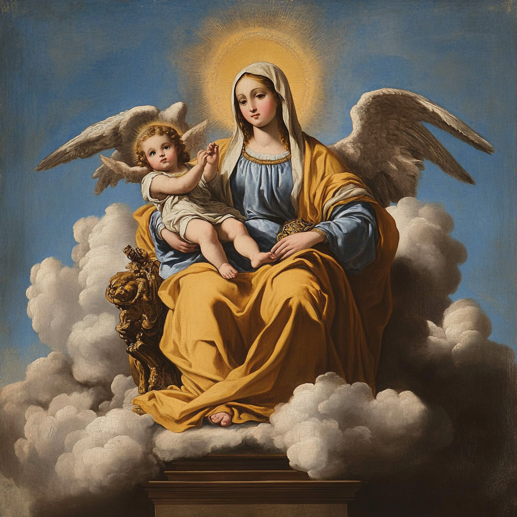 The Virgin Mary on Cloud Throne with Jesus