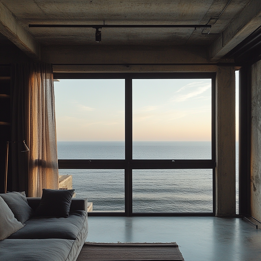 The Warehouse Loft Apartment Window Overlooks the Ocean.