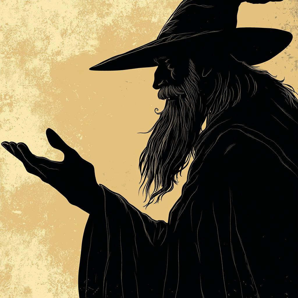 Vector silhouette of a traditional wizard