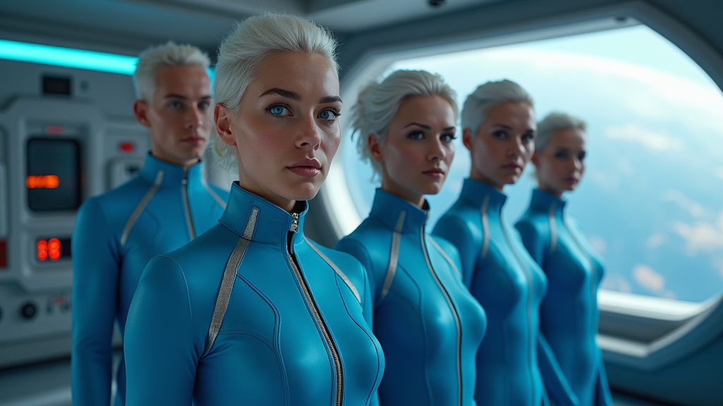 The Young Crew Aboard a Starship Orbiting Earth