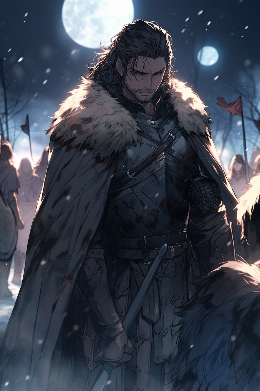 The Young King of the North on Battlefield at Night