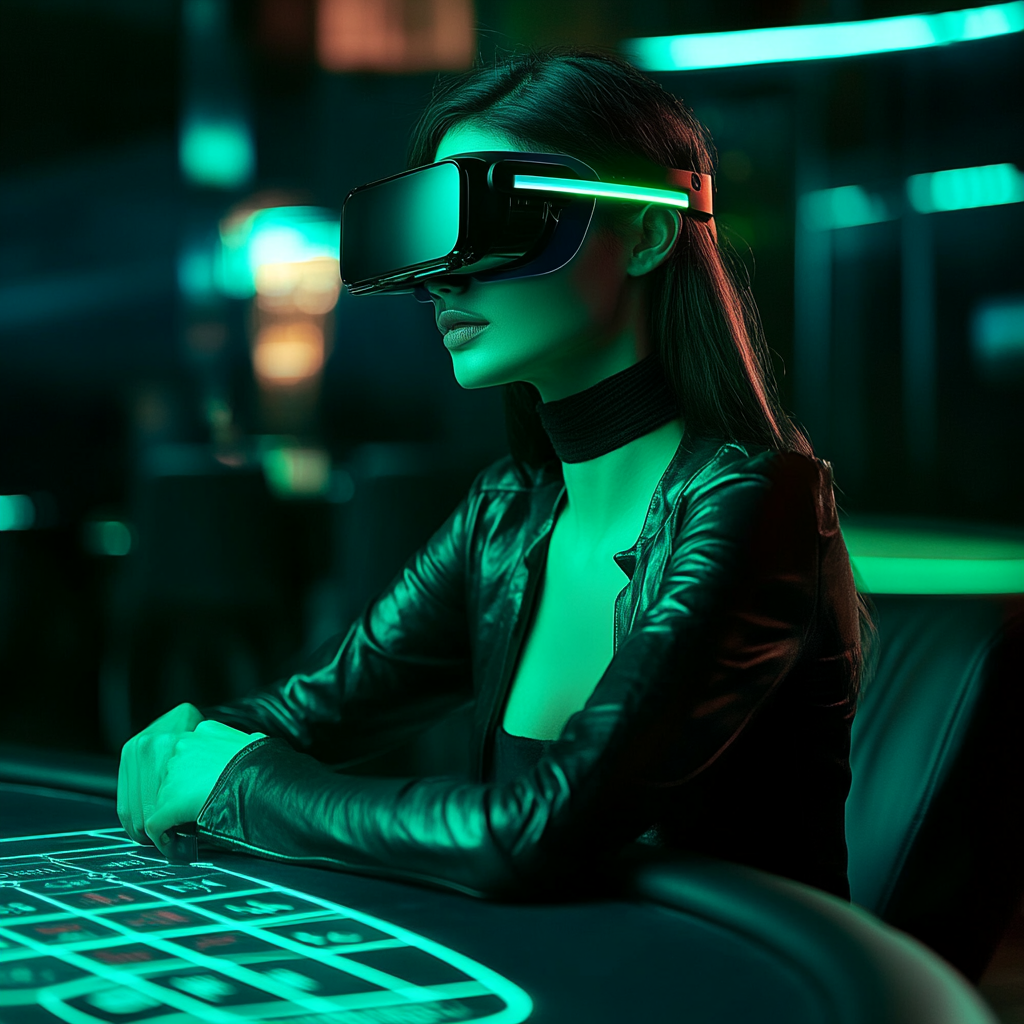 The Young Woman Playing VR Games at Casino