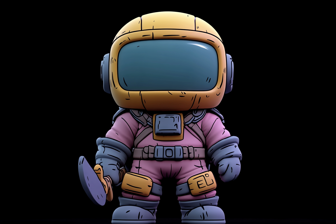 The astronaut fighter with headphone and sword