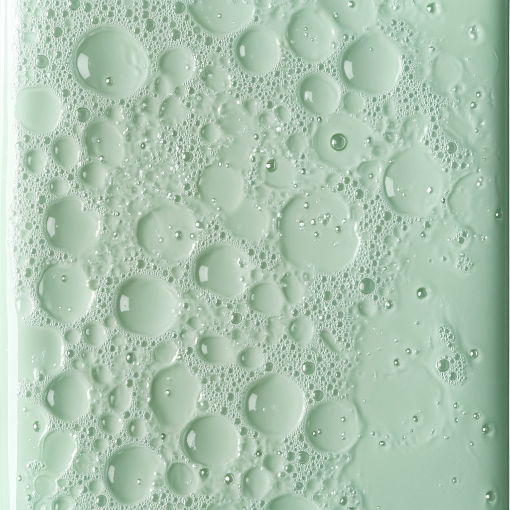 The pale green gel with tiny bubbles detail