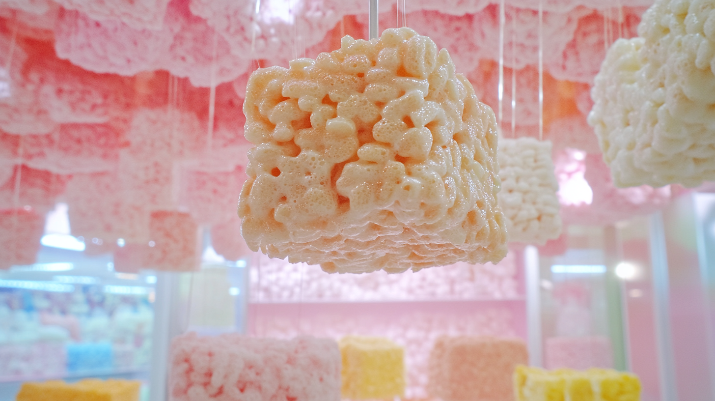 The upside-down Rice Krispies square stuck on ceiling.