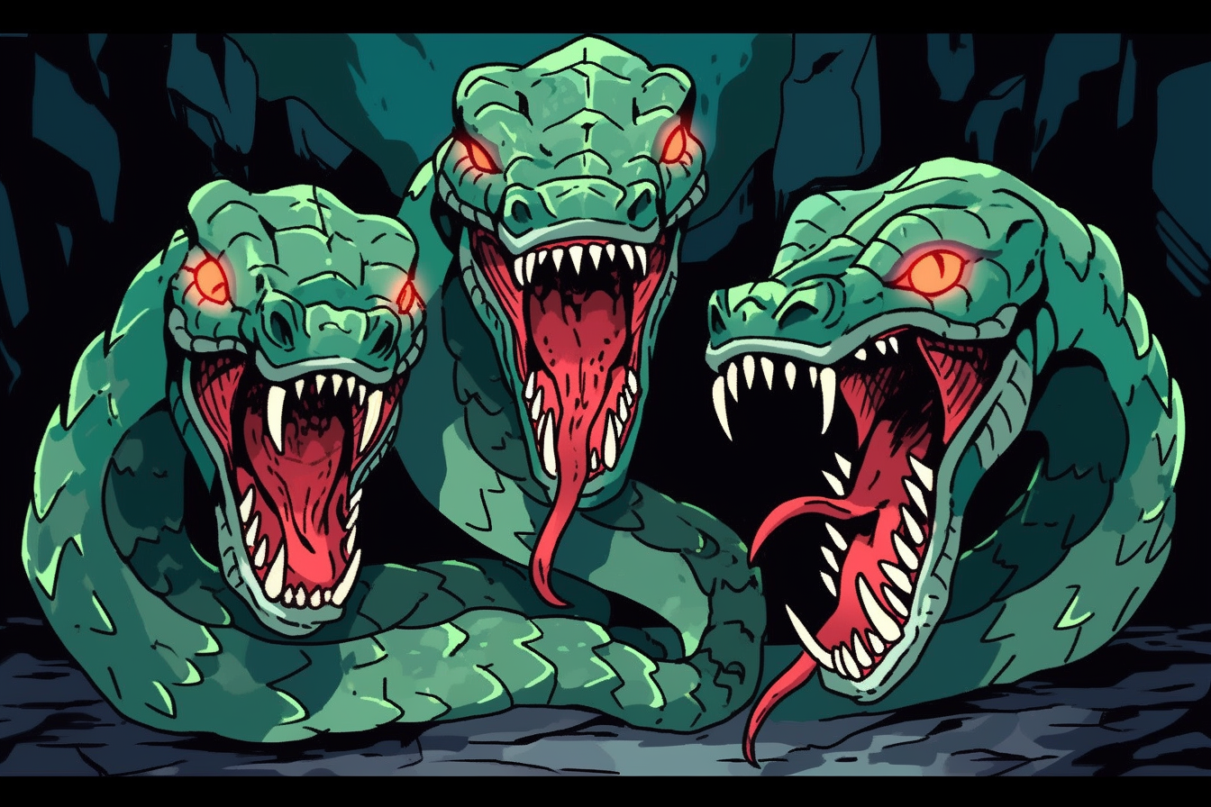 Three Funny-Headed Hydra in the Silly Cave