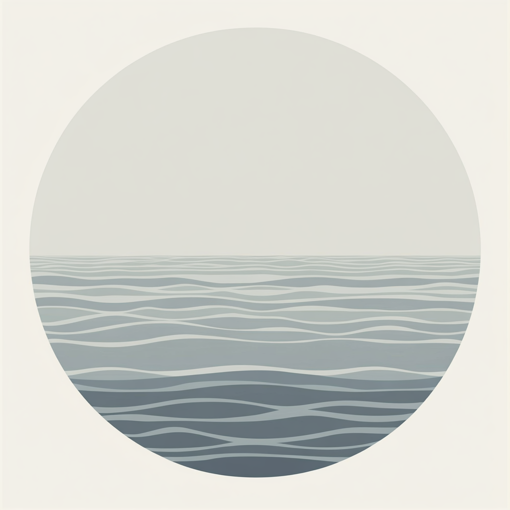 Three calming waves in light gray circle.