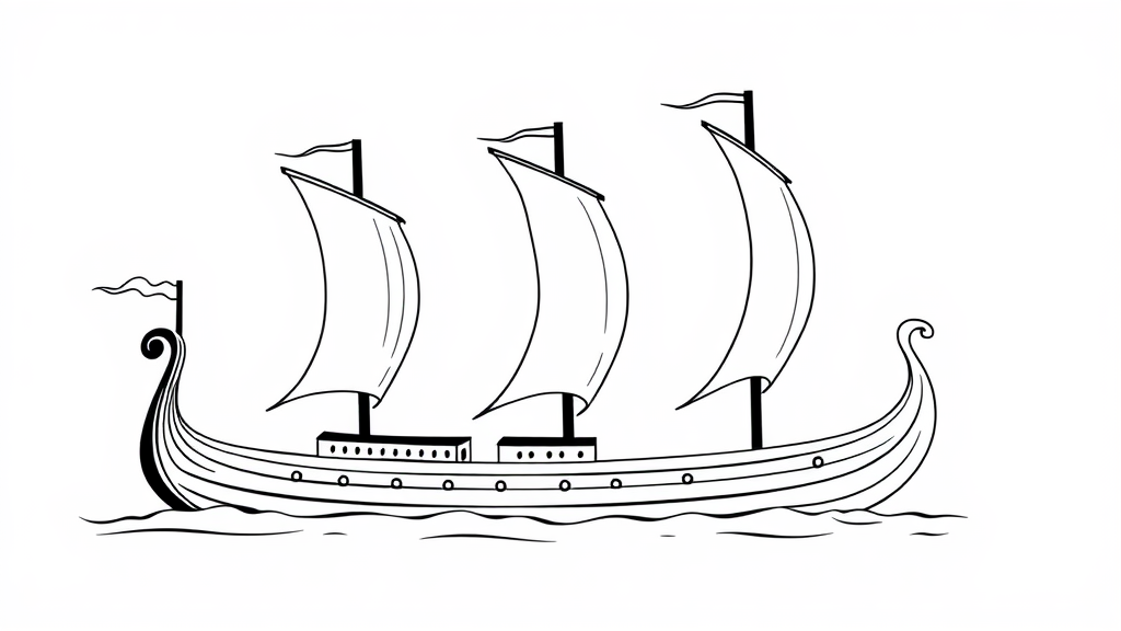 Three simple viking longships sailing together