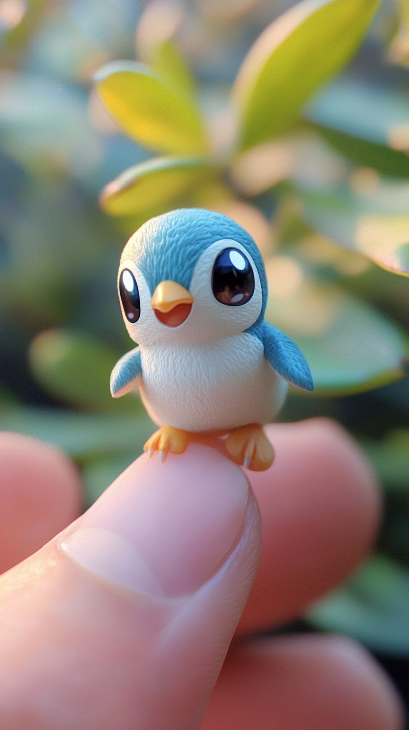 Tiny Piplup clings to human finger, adorable and cute.