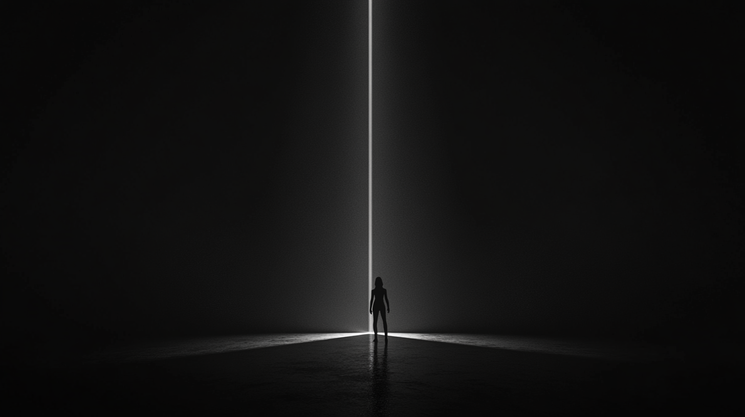 A Person's Silhouette in a Beam of Light