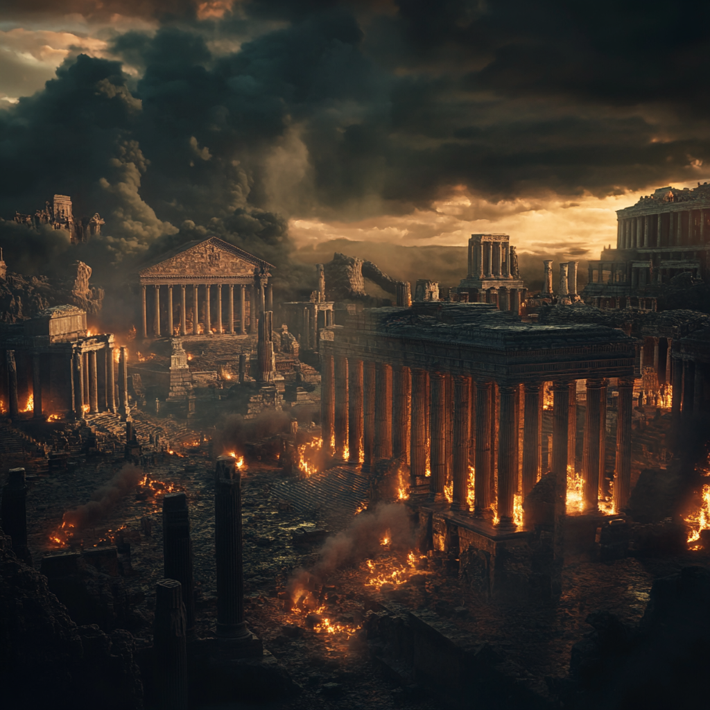 Title: Rome's Sacred Flame Flickers Amid Chaos, Stormy Weather