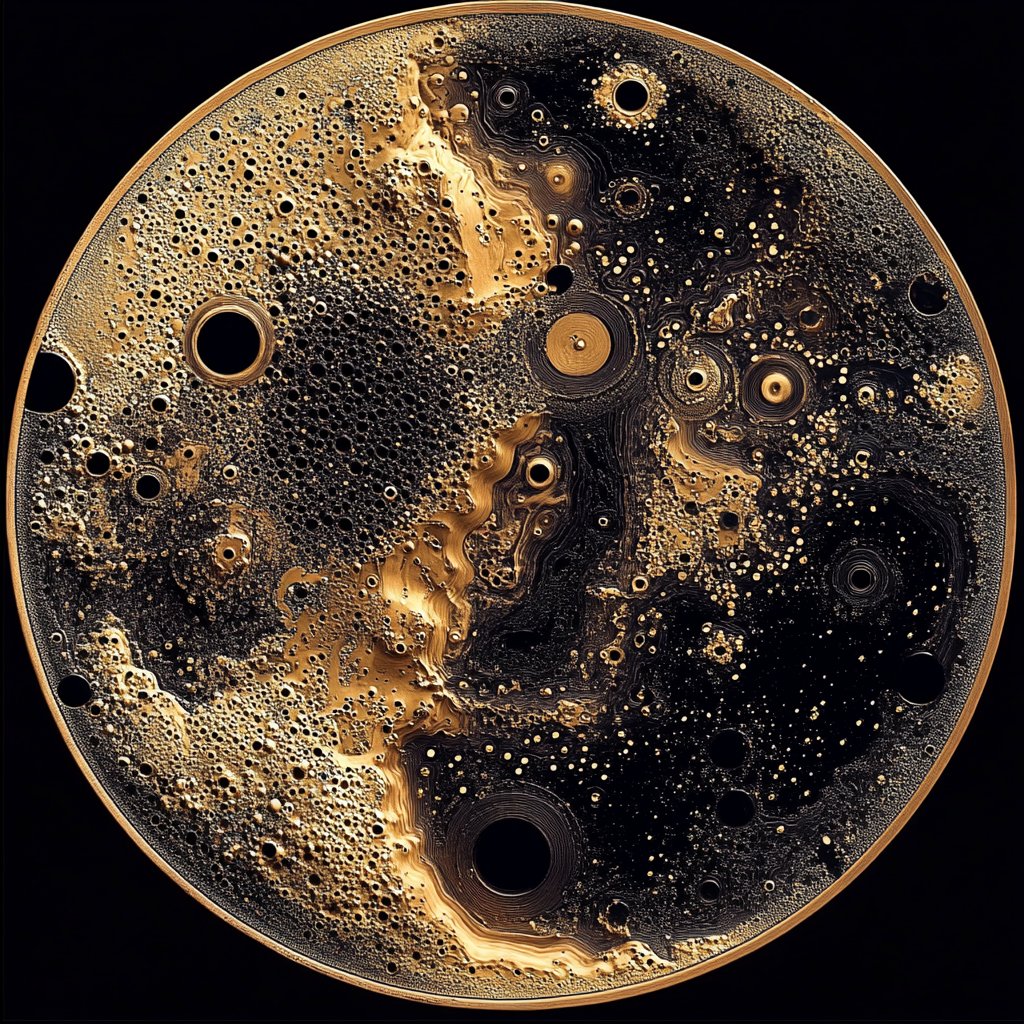 Topographical map of interstellar harvest planets with geometric shapes.