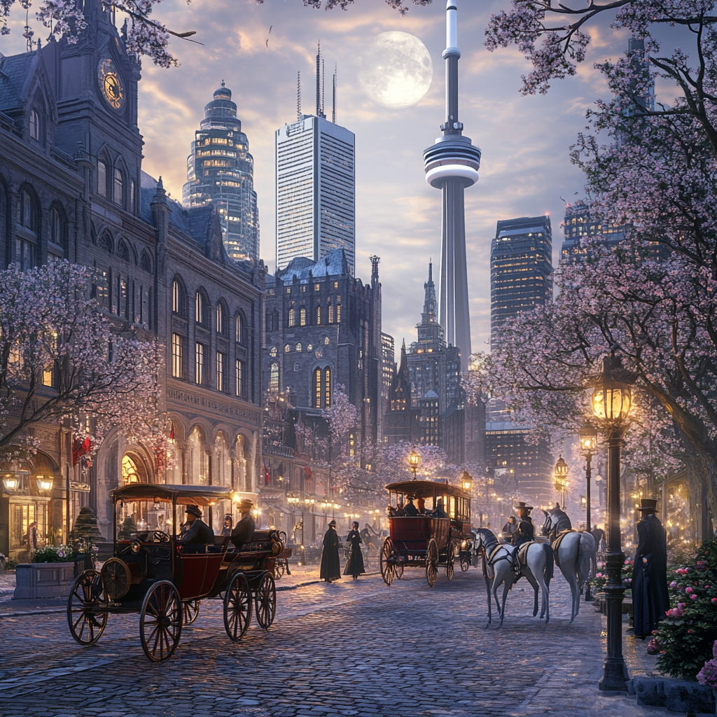 Toronto in 1900s depicted in realistic, photographic imagery.