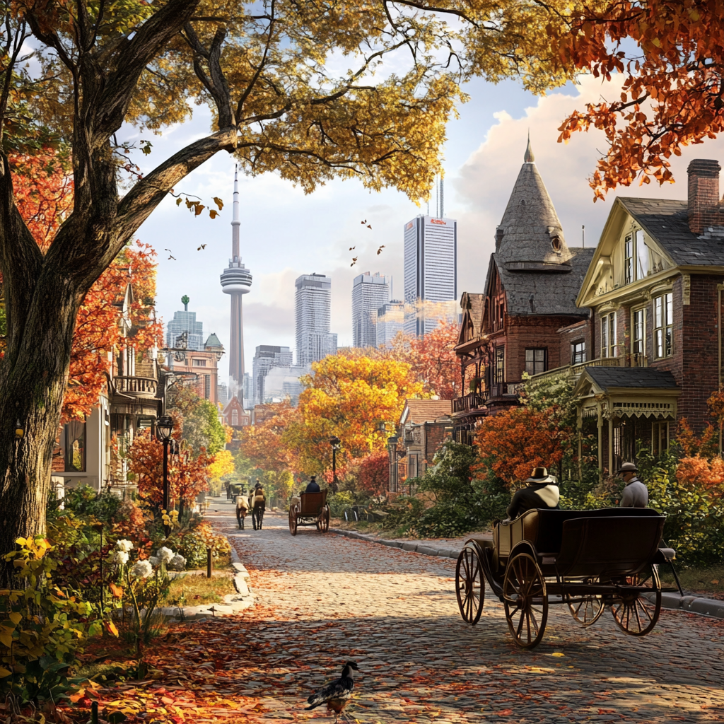 Toronto in the 1900s: realistic, photographic, old city view.