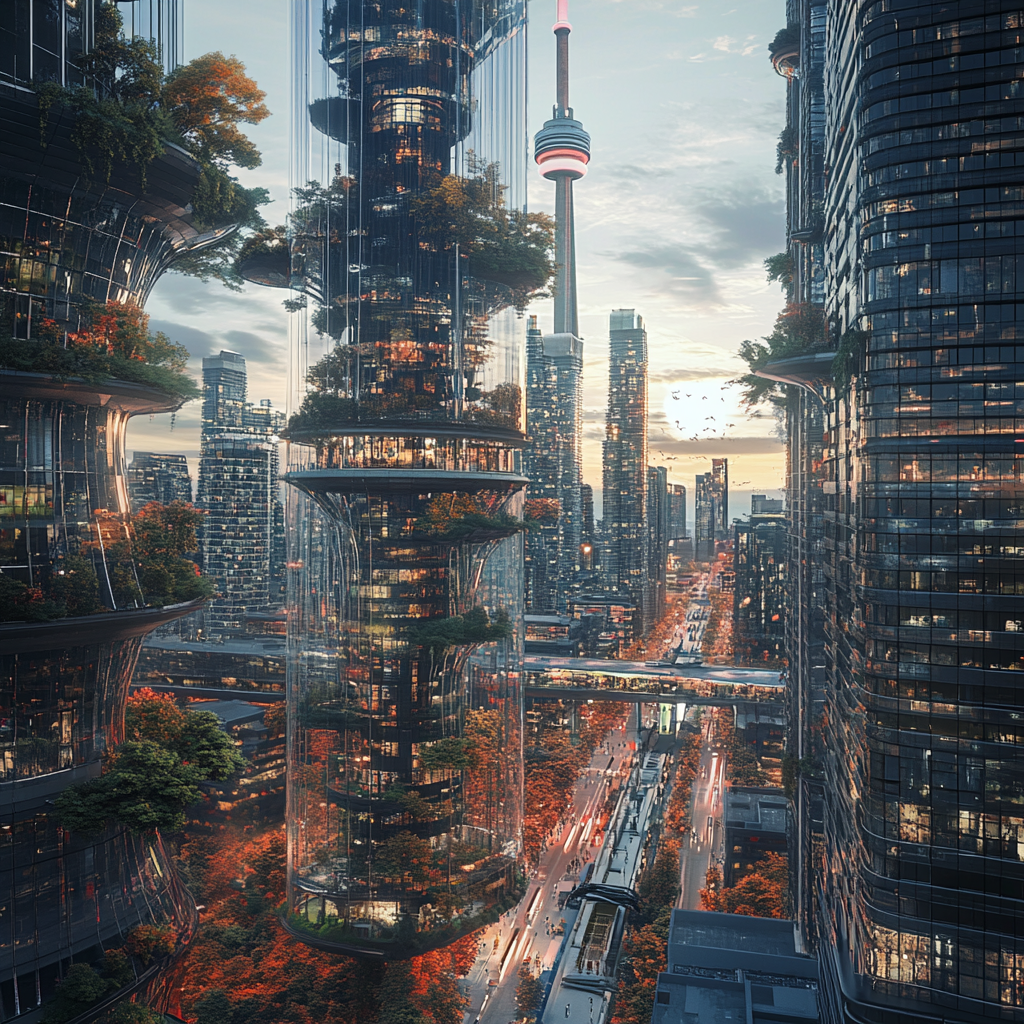 Toronto in the future: creative and realistic cityscape.