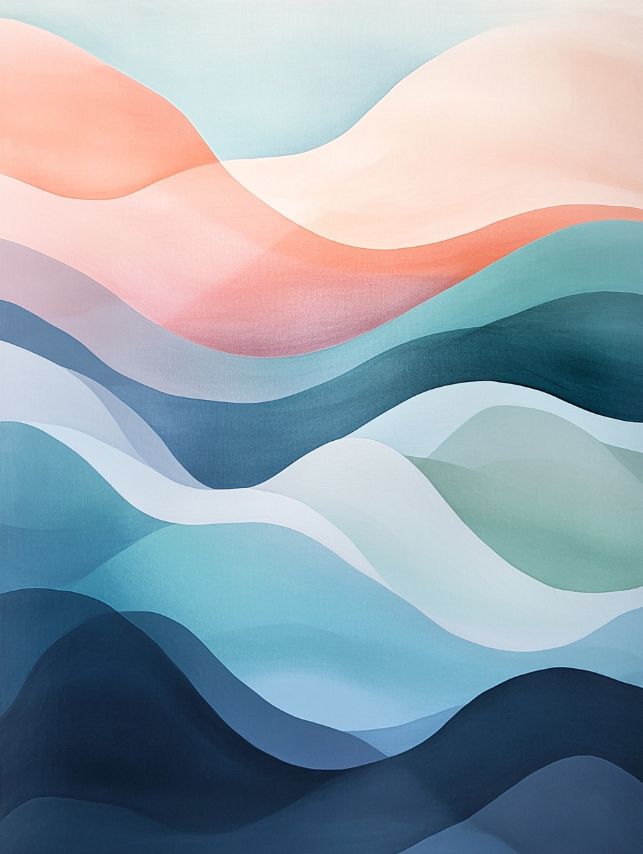 Tranquil Abstract Art: Pastel Gradients and Smooth Lines