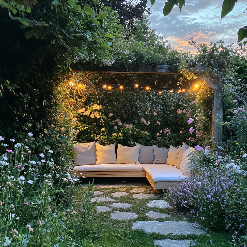 Tranquil Dusk Garden Oasis with iPhone 15 Pro 