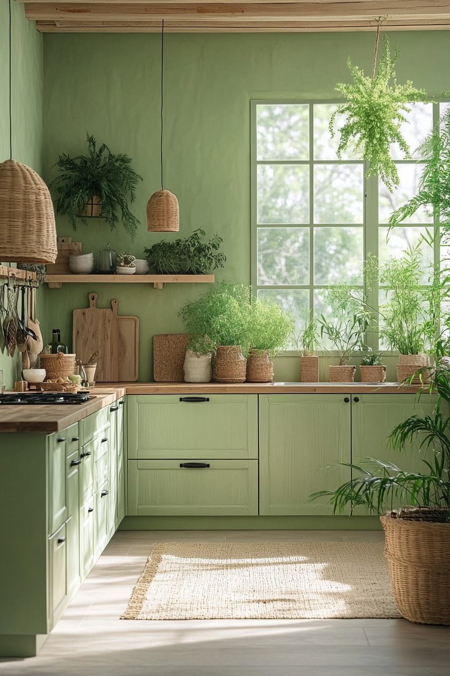 Tranquil Green Tea Zen Kitchen Design