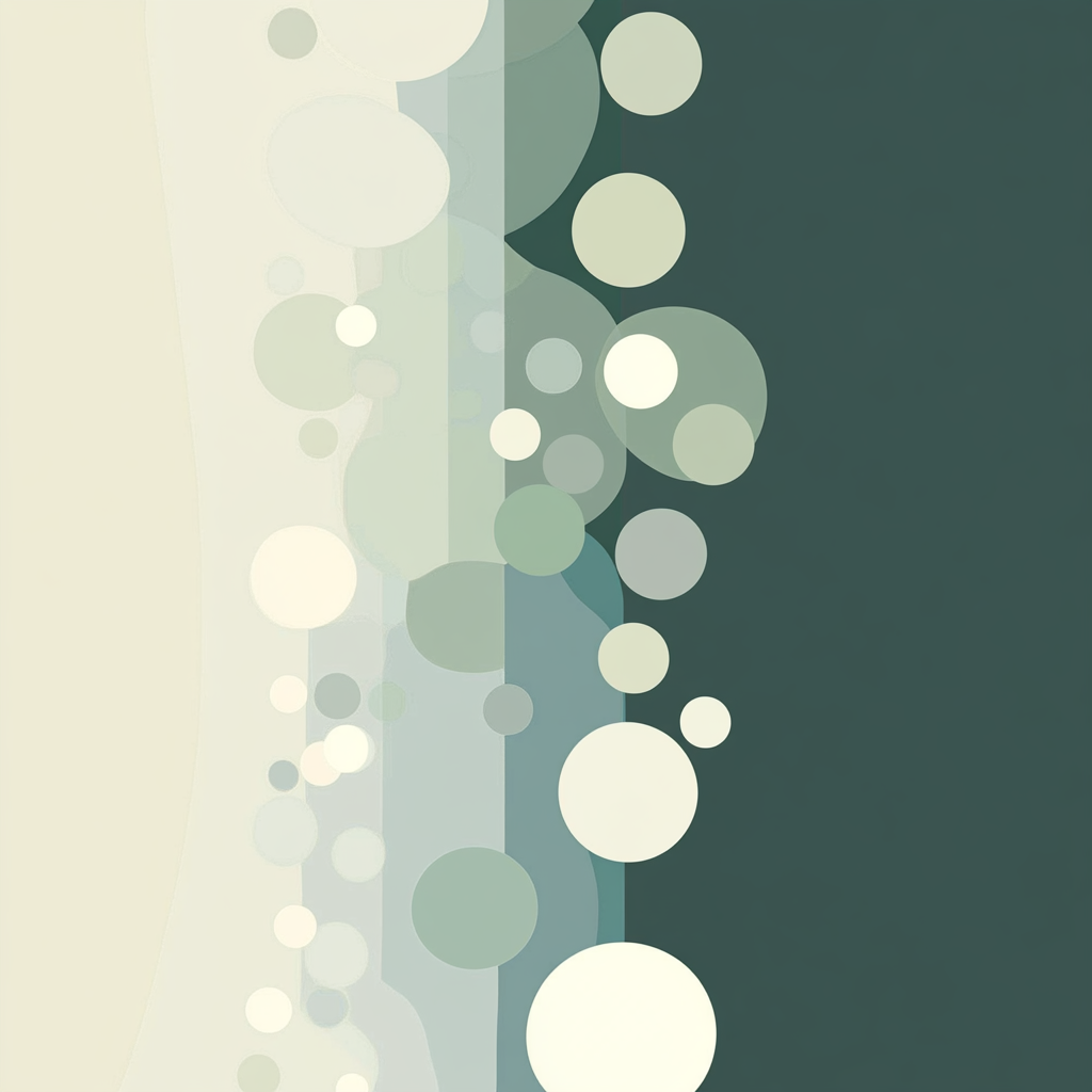 Tranquil bubbles in turquoise and gray gradient.