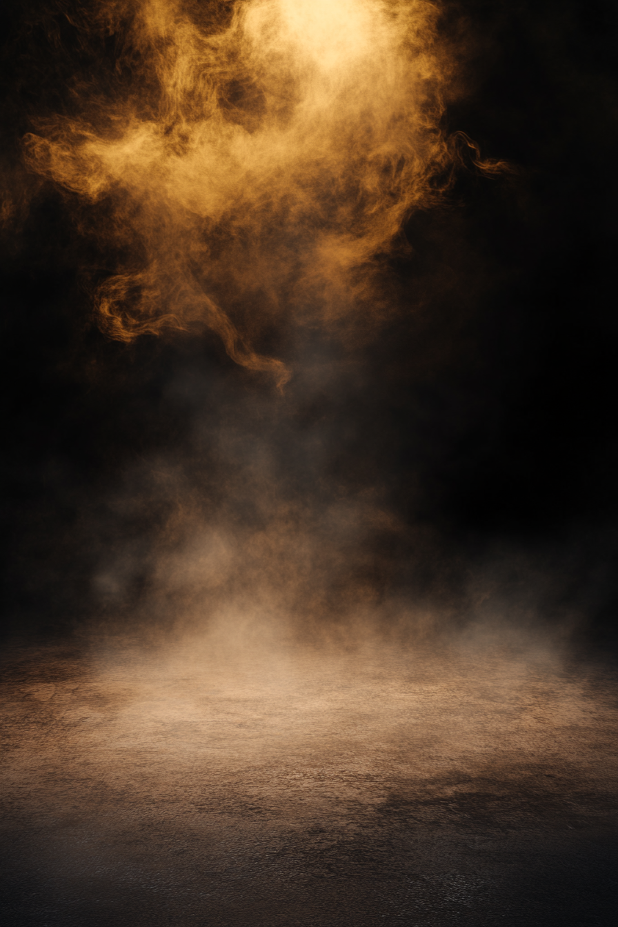 Transitioning gold smoke on dark background - seamless gradient appearance.