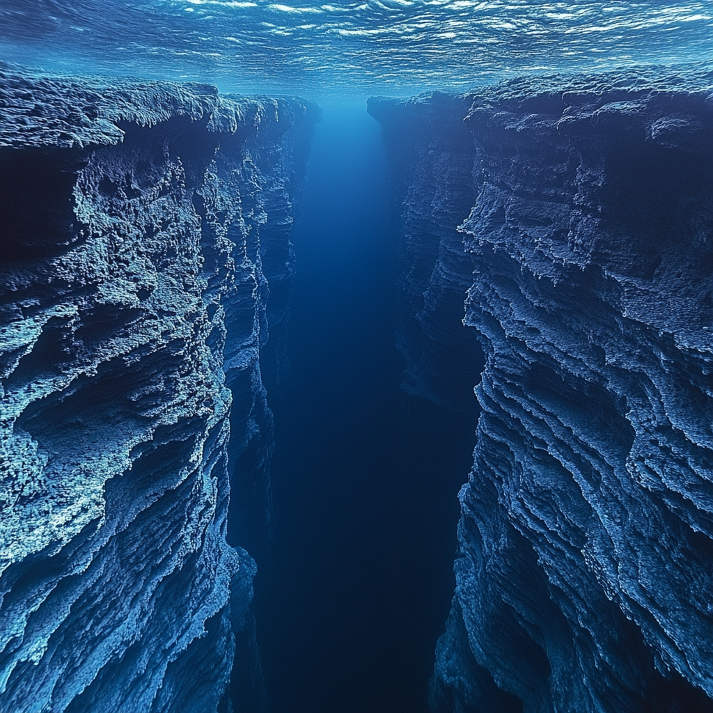 Treacherous Ocean Crevice: Dark, Unexplored, Dangerous Depths