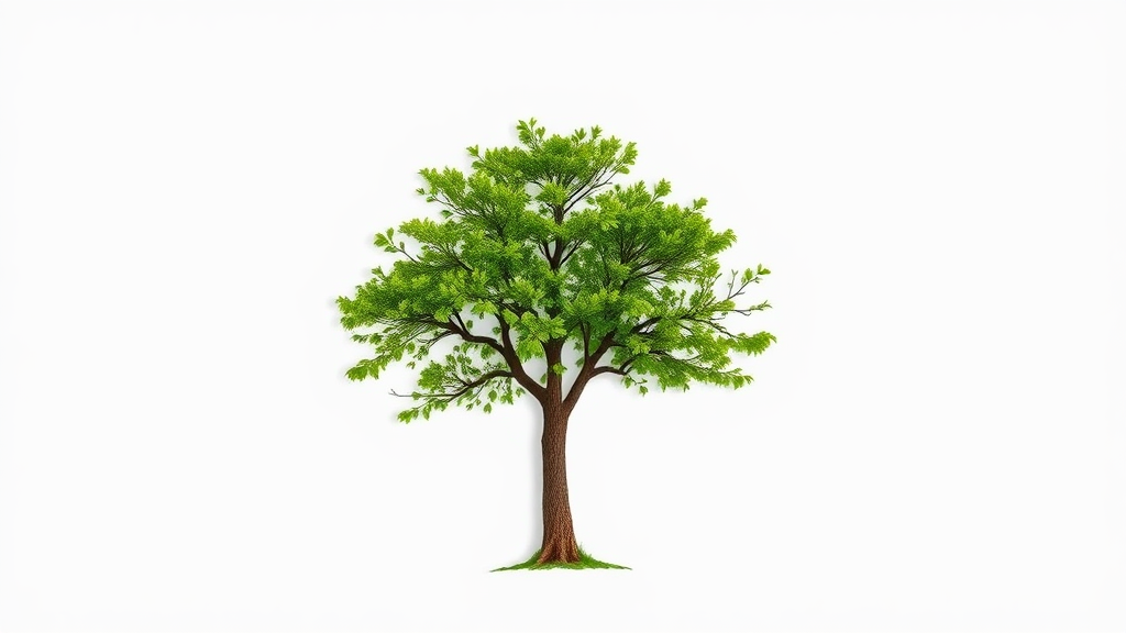 Tree on plain white background, focus on simplicity.