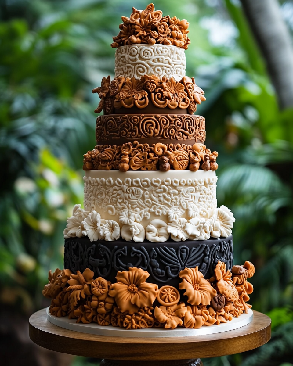 Tribal Tattoo Wedding Cake in Hawaii