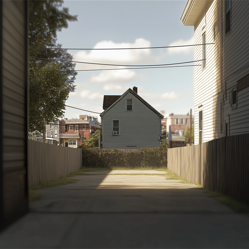 Trompe-l'œil House in Neighborhood Backdrop.